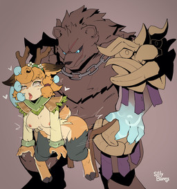 4_fingers ambiguous_penetration anthro anthro_on_anthro anthro_penetrated anthro_penetrating anthro_penetrating_anthro antlers balls bouncing_breasts breasts brown_balls claws clothing dangling dangling_arms dangling_legs duo eye_roll facial_scar female female_penetrated female_raped fingers forced genitals head_grab held_by_head hooves horn looking_down looking_pleasured male male/female male_penetrating male_penetrating_female nipples open_mouth penetration penile penile_penetration penis pink_penis pose rape scar sex size_difference smaller_female smaller_penetrated teeth tongue tongue_out torn_clothing twitching vulva sillybunny9623 gunfire_reborn pole_monarch_(gunfire_reborn) yoyo_(gunfire_reborn) bear deer mammal absurd_res hi_res