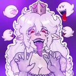 ahegao big_breasts bodily_fluids breasts cleavage clothed clothing crown cum cum_in_mouth cum_inside cum_on_breasts female fingernails genital_fluids gloves hair handwear headgear heart-shaped_pupils heart_symbol long_ears long_hair long_tongue looking_pleasured messy_hair nails saliva solo tongue tongue_out wet wet_clothing squidgygummy mario_bros new_super_mario_bros._u_deluxe nintendo boosette boo_(mario) ghost humanoid spirit phantom_(disambiguation) 1:1 hi_res