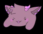 :3 chibi ear_tuft female feral fur fur_tuft horn pawpads paws solo tuft goredguts bongo_cat sorahadid bat mammal 2_frame_animation animated low_res meme short_playtime