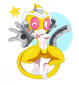 anthro belly blush breasts curvy_figure featureless_crotch female hand_behind_head long_tail looking_at_viewer machine naturally_censored navel nipple_tuft nude one_eye_closed pink_eyes simple_background smile solo spread_legs spreading star_wink tail thick_thighs tuft voluptuous white_background white_belly wink yellow_body sssonic2 super_robot_monkey_team_hyperforce_go nova_(srmthfg) haplorhine mammal monkey primate robot 2016 digital_media_(artwork) hi_res