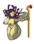 apode big_breasts breasts female genitals huge_breasts legless living_hair looking_at_viewer melee_weapon nipples no_irises non-mammal_breasts non-mammal_nipples nude polearm pseudo_hair pupils pussy rattle_(anatomy) serpentine slit_pupils snake_hair solo staff weapon yellow_sclera lordstevie european_mythology greek_mythology mythology medusa draconcopode gorgon naga reptile scalie snake