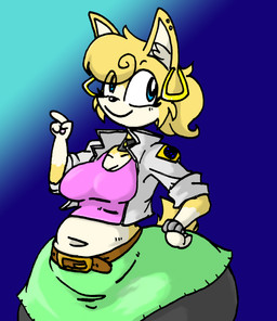 anthro belly belt belt_buckle big_butt biped blonde_hair blue_eyes bottomwear bracelet breasts brown_belt buckle butt cleavage closed_smile clothed clothing collar collarbone countershade_face countershade_fur countershade_torso countershading ear_piercing ear_ring female female_anthro front_view fur gloves_(marking) green_bottomwear green_clothing green_skirt grey_bottomwear grey_clothing grey_jacket grey_pants grey_topwear hair hand_on_hip huge_butt huge_hips huge_thighs jacket jewelry looking_aside markings mouth_closed navel open_clothing open_jacket open_topwear overweight overweight_anthro overweight_female pants pawpads piercing pink_clothing pink_pawpads pink_shirt pink_tank_top pink_topwear ring_piercing scut_tail shirt short_tail skirt smile solo tail tan_body tan_countershading tank_top thick_thighs three-quarter_view topwear wide_hipped_anthro wide_hipped_female wide_hips yellow_body yellow_ears yellow_fur blayaden sam_(blayaden) catrobis felid feline mammal 2022 colored half-length_portrait hi_res portrait shaded