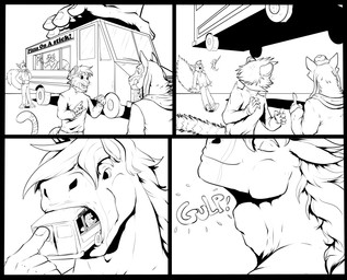 anthro commercial_vehicle delivery_(commerce) delivery_vehicle eyes_closed food food_truck forced group gulp_(sound_effect) hair licking licking_lips macro male medium_truck multi-stop_van object_vore open/closed_sign oral_vore outside pizza pizza_on_a_stick public_vore satisfied satisfied_look scared smile swallowing text tongue tongue_out truck unwilling_prey van vehicle vehicle_ingestion vore willing_pred pandottermon equid equine felid horse mammal pantherine tiger black_and_white comic english_text hi_res monochrome