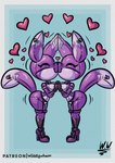 anthro ball_hood breasts clothing dipstick_tail drone eyes_closed female female/female footwear hand_holding heart_symbol high_heels inflatable kiss_on_lips kissing latex markings mostly_nude nose_kiss patreon_logo purple_body shoes smile tail tail_markings text widdlywham patreon shinny animate_inanimate canid canine fox living_inflatable mammal 2023 absurd_res artist_name hi_res