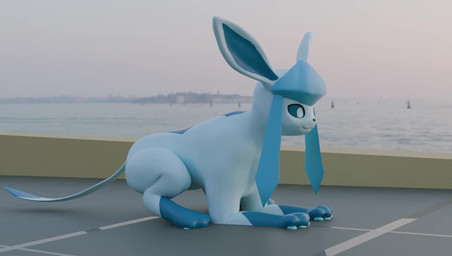 ambiguous_gender blue_body butt feral lake long_legs looking_at_viewer pawpads solo standing tail tall sound_warning swoomy nintendo pokemon canid canine eeveelution generation_4_pokemon glaceon mammal pokemon_(species) 3d_(artwork) 3d_animation animated digital_media_(artwork) hi_res short_playtime sound video