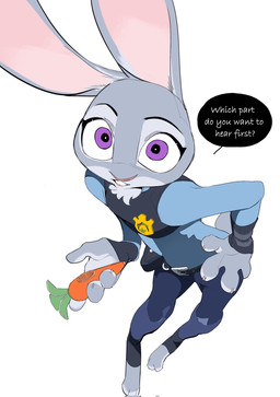 3_toes 4_fingers anthro belt carrot_pen clothed clothed_anthro clothed_female clothing dialogue eyebrows feet female female_anthro fingers fur grey_body grey_fur long_ears looking_at_viewer purple_eyes scut_tail short_tail simple_background solo speech_bubble tail text toes white_background butterfish8199 disney zootopia judy_hopps european_rabbit lagomorph leporid mammal oryctolagus rabbit english_text full-length_portrait hi_res portrait