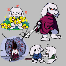 3_toes 4_fingers angry anthro barefoot blood blood_on_wall blue_clothing blue_sweater blue_topwear blush bodily_fluids cape cape_only clothing eyes_closed feet female fingers flower grass green_clothing green_sweater green_topwear grey_background group happy holding_melee_weapon holding_object holding_sword holding_weapon male melee_weapon mostly_nude plant purple_cape purple_clothing red_sclera scar simple_background sweater sword toes topwear trio weapon burnedtraveler cave_story king_(cave_story) sue_sakamoto toroko lagomorph mammal mimiga 1:1 2025 english_description hi_res