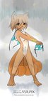 ankle_band anthro bikini bikini_in_mouth breasts clothing covering covering_breasts featureless_crotch female looking_at_viewer multi_tail nude pubes raining simple_background solo swimwear tail text two-piece_swimsuit undressing kyzarius nintendo pokemon canid canine fox generation_1_pokemon mammal pokemon_(species) vulpix english_text hi_res