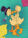 after_sex anthro balls bed bodily_fluids clothing cuddling duo eyes_closed furniture genitals glistening_eyelids hat hat_only headgear headgear_only headwear headwear_only kissing lube lube_bottle male male/male mostly_nude nude penis sweat igotdragons disney ducktales ducktales_(2017) donald_duck scrooge_mcduck anatid anseriform avian bird duck incest_(lore) nephew_(lore) uncle_(lore) uncle_and_nephew_(lore)