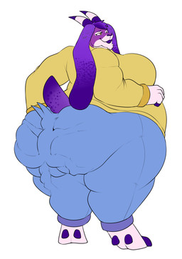 anthro big_butt bottomwear butt clothing clothing_bulge comparing duo female huge_butt inside_clothing male morbidly_obese obese overweight overweight_anthro overweight_female pants shorts size_difference size_play thick_thighs tight_bottomwear tight_clothing tight_fit tight_pants tight_shorts wide_hipped_female wide_hips yaudizz mythology babbs_(babbsthegoat) bovid caprine dragon goat mammal mythological_creature mythological_scalie scalie hi_res