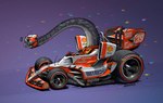 anthro armor bodysuit car_mirror clothed clothing driving formula_1_car grey_body grey_scales headgear helmet male mirror motion_lines osha_violation race_car racer racing_suit scales simple_background skinsuit solo text tight_clothing vehicle nitrouzzz dinosaur prehistoric_species reptile sauropod sauropodomorph scalie english_text signature
