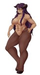 5_fingers abs areola breasts female fingers fur genitals hair hooves horn long_hair looking_at_viewer monster_girl_(genre) muscular muscular_female muscular_humanoid navel purple_hair pussy simple_background smile smirk solo yellow_eyes meganemausu doom_(series) hdoom id_software microsoft animal_humanoid demon hell_knight humanoid hi_res