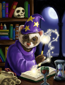 alcohol ambiguous_gender anthro arch beverage bone book bookshelf clothing column container cup detailed_background furniture goblet hat headgear headwear hourglass_(object) light looking_at_viewer magic magic_user moon moonlight pendent_seal pink_nose robe rock sand scroll skull solo star stone_work vial wand wax_seal whiskers window wine wizard_hat nienor domestic_ferret mammal mustelid musteline true_musteline weasel 2010 alternate_version_at_source digital_media_(artwork) digital_painting_(artwork) painting_(artwork)