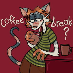 anthro blush bodily_fluids clothing drooling fur looking_at_viewer male saliva simple_background solo tongue tongue_out parasite_txt civet mammal viverrid 1:1 digital_media_(artwork) hi_res