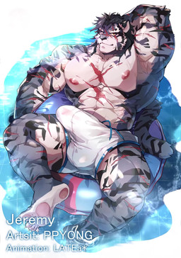 5_toes abdominal_scar abs anthro barazoku biceps black_hair bulge chest_scar claws clothing eye_scar facial_scar feet foot_in_water fur grey_body grey_fur hair hand_behind_head happy_birthday humanoid_feet leg_scar male muscular muscular_anthro muscular_male muscular_thighs navel nipples partially_submerged pawpads pecs pink_pawpads plantigrade pool_float scar snout snout_scar solo striped_body striped_fur stripes swimming_trunks swimwear tail text thigh_scar toes vein veiny_muscles white_clothing white_swimming_trunks white_swimwear yellow_eyes latea_hyena p2yong sdorica yao_(sdorica) felid mammal pantherine tiger 2025 2026 2d_animation absurd_res animated artist_name colored dated english_text hi_res no_sound short_playtime webm