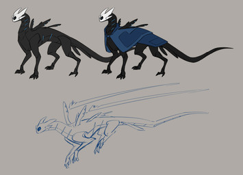 1_eye 2_toes 4_fingers ambiguous_gender black_body blue_eyes cloak clothing feet feral fin fingers flying gills quadruped scales segmented_body solo tail tail_fin tapering_tail toes ventral_scales white_head wings lumen_fox mythology figment_(lumen_fox) dragon figment_creature mythological_creature mythological_scalie scalie absurd_res hi_res model_sheet sketch