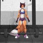 abs anthro bra clothing female gym muscular muscular_female solo sports_bra underwear weights mouscedess rosaline_(bronx23) canid canine fox mammal red_fox true_fox 1:1 hi_res