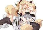 blonde_hair blue_eyes breasts butt clothing duo female female/female fingering fluffy fluffy_tail fur genitals grinding hair headgear humanoid_on_humanoid inner_ear_fluff legwear looking_at_viewer navel nipples one_eye_closed pussy simple_background tail thigh_highs tuft vaginal vaginal_fingering white_background white_body white_fur yellow_eyes tassadar arknights hypergryph studio_montagne blemishine_(arknights) whislash_(arknights) animal_humanoid equid equid_humanoid equine equine_humanoid humanoid mammal mammal_humanoid 2020 hi_res incest_(lore) sibling_(lore) sister_(lore) sisters_(lore)