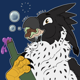alcohol beak beverage bottle bubble container drunk drunk_bubble food fur kebab simple_background substance_intoxication transparent_background white_body yellow_eyes symrea mythology avian gryphon mythological_avian mythological_creature 1:1 alpha_channel