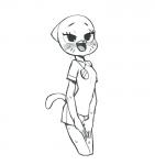 2018 absurd_res anthro bedroom_eyes blush bodily_fluids bottomwear breasts cartoon_network clothing digital_media_(artwork) domestic_cat felid feline felis female half-closed_eyes hi_res mammal mature_anthro mature_female monochrome narrowed_eyes nicole_watterson open_mouth seductive shirt simple_background skirt solo standing sweat the_amazing_world_of_gumball topwear tungst3nw whiskers white_background