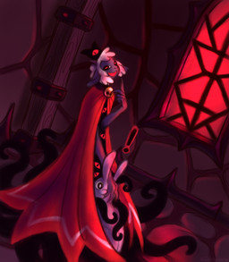 ambiguous_gender anthro bell bell_collar cape clothed clothing collar convenient_censorship crown duo exclamation_point fur grey_body headgear horizontal_pupils horn inside looking_at_viewer multi_eye nude obscured_sex pupils red_eyes red_light smile tentacles white_body white_fur white_wool window wool_(fur) taraelblackwing cult_of_the_lamb massive_monster_(studio) lamb_(cult_of_the_lamb) red_crown_(cult_of_the_lamb) bovid caprine lagomorph leporid mammal rabbit sheep hi_res