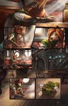 anthro booth bottle box chair clenched_teeth container ears_up eyes_closed female furniture gift gift_bow gift_box glass hair hand_on_head headache hungover inside light light_beam morning red_hair sitting sleeping solo sunbeam sunlight table teeth waking_up water water_glass window alectorfencer myre myre_(alectorfencer) canid canine canis coyote mammal hi_res