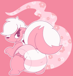 anthro big_diaper clothed clothing diaper female fumes looking_at_viewer scent simple_background solo tail wearing_diaper alliwazoo mammal mephitid skunk