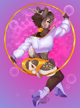 anal anal_penetration anthro anthro_penetrated anus backsack balls big_butt blush boots brown_body brown_fur brown_hair butt buttplug buttplug_in_ass buttplug_insertion clothing erection femboy footwear fur gem genitals hair high_heeled_boots high_heels humanoid_genitalia humanoid_penis jewel_buttplug looking_at_viewer looking_back male male_penetrated object_in_ass penetration penis plug_(sex_toy) plug_insertion sex_toy sex_toy_in_ass sex_toy_insertion shoes simple_background smile solo underwear bored_user deer mammal 2020 absurd_res digital_media_(artwork) hi_res