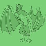 anthro bat_ears bat_nose bat_wings big_wings fur fur_pattern green_background human_to_anthro male membrane_(anatomy) membranous_wings mid_transformation nipples nude sharp_teeth simple_background solo species_transformation teeth transformation wings awarebear bat human mammal were werebat 1:1