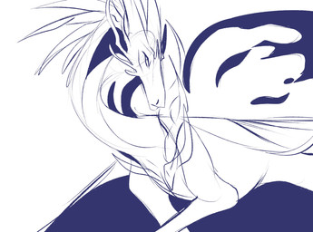ambiguous_gender cheek_horn feral horn mouth_closed narrowed_eyes simple_background solo three-quarter_view unsigned kardinaluz mythology dragon mythological_creature mythological_scalie scalie absurd_res blue_and_white hi_res monochrome