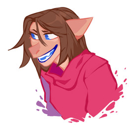 anthro blue_eyes blue_tongue brown_hair clothing female glistening glistening_eyes hair open_mouth open_smile orange_body pink_clothing pink_topwear simple_background smile solo teeth three-quarter_view tongue topwear unsigned white_background corzh77 species_request absurd_res half-length_portrait hi_res portrait