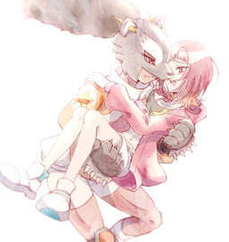blush bottomwear bridal_carry carrying_another clothing duo female female/female jacket mask raccoon_tail shorts smile topwear ym205b bandai_namco digimon digimon_beatbreak reina_sakuya animal_humanoid bearcatmon digimon_(species) human humanoid mammal mammal_humanoid procyonid procyonid_humanoid raccoon_humanoid hi_res