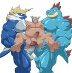 abs anthro balls beard big_balls big_dom_small_sub big_muscles big_nipples big_pecs big_penis blue_body carrying_another carrying_partner dominant erection facial_hair genitals grin group group_sex gym_leader hair holding_partner human_on_anthro imminent_anal interspecies larger_anthro larger_male male male/male mask musclegut muscular muscular_anthro muscular_human muscular_male navel nipples nude overweight overweight_male pecs pecs_touching penis pokephilia sex sharp_teeth size_difference smaller_human smaller_male smile spikes spikes_(anatomy) stand_and_carry_position standing standing_sex teeth threesome trio two_doms_one_sub whiskers white_hair maldu nintendo pokemon crasher_wake alligator alligatorid crocodilian feraligatr generation_2_pokemon generation_5_pokemon human mammal mustelid otter pokemon_(species) reptile samurott scalie hi_res