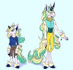 anthro clothed clothing hooves horn male male_anthro solo young young_anthro prettyparty mythology nintendo pokemon tunya_(prettyparty) equid equine galarian_form galarian_ponyta galarian_rapidash generation_8_pokemon mammal mythological_creature mythological_equine pokemon_(species) regional_form_(pokemon) unicorn 2021 absurd_res hi_res model_sheet