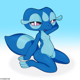 3_fingers anthro bedroom_eyes female fingers half-closed_eyes hand_behind_head looking_at_viewer narrowed_eyes seductive sitting slightly_chubby solo tail thick_tail thick_thighs tongue tongue_out shademattson nintendo pokemon pokemon_winds_and_waves gecqua generation_10_pokemon pokemon_(species) reptile scalie 1:1 2026 hi_res
