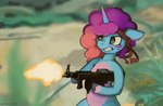 female feral gun horn ranged_weapon solo weapon marsminer hasbro mlp_g5 my_little_pony mythology rambo misty_brightdawn_(mlp) equid equine mammal mythological_creature mythological_equine unicorn 2023 hi_res tagme