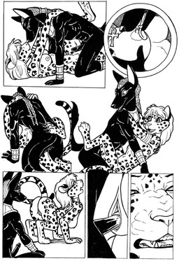 all_fours anthro balls bodily_fluids breasts butt doggystyle duo erection female from_behind_position from_front_position genital_fluids genitals hand_on_breast happy happy_sex licking lying male male/female missionary_position nipple_fetish nipple_lick nipple_play nipples nude on_back penetration penile penile_penetration penis penis_in_vagina presenting scratch_mark scratching sex smile tongue vaginal vaginal_fluids vaginal_penetration vulva terrie_smith egyptian_mythology middle_eastern_mythology mythology anubis betsy_simmons anubian_jackal canid canine canis deity felid jackal jaguar mammal pantherine comic monochrome