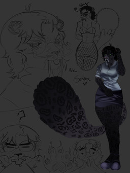 anthro big_breasts breasts female feral mature_female muscular shy solo thick_thighs ottersea felid hybrid leopard mammal mustelid otter pantherine absurd_res hi_res sketch