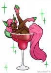 alcohol areola beverage braided_hair breasts brown_body brown_skin butt cloven_hooves cocktail_glass container cup drinking_glass female glass glass_container glass_cup green_eyes green_hooves green_nipples green_tongue hair hooves horn in_beverage in_container in_cup in_glass legs_up long_tail looking_at_viewer lying micro nipples nude on_back pigtails pink_hair pink_tail side_view simple_background solo tail tongue tongue_out twin_braids white_background bebecake mythology animal_humanoid equid equid_humanoid equine equine_humanoid horned_humanoid humanoid mammal mammal_humanoid mythological_creature mythological_equine unicorn