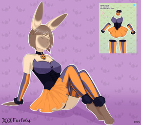 anthro arm_warmers armwear big_ears bottomwear bow_ribbon choker clothed clothing corset corset_dress costume eyes_closed female food fruit halloween_costume halloween_themed holidays jewelry leggings legwear lingerie looking_away necklace panties panty_peek panty_shot pattern_background paws plant pumpkin raised_bottomwear raised_clothing raised_skirt simple_background skirt smile solo stockings topwear underwear furfe halloween mocha_(furfe) humanoid lagomorph leporid mammal rabbit 2025 absurd_res hi_res