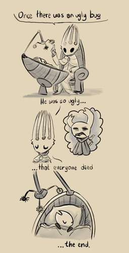 age_difference aged_down angry anthro baby baby_mobile bed biped crib dialogue duo eyes_closed female furniture larger_anthro larger_male lying lying_on_bed male older_anthro older_male on_bed size_difference sleeping smaller_anthro smaller_female storytelling text weapon_on_back young young_female younger_anthro younger_female lizbot hollow_knight_(franchise) team_cherry hornet_(hollow_knight) pale_king_(hollow_knight) zote_(hollow_knight) arachnid arthropod insect spider worm 2021 comic english_text hi_res meme daughter_(lore) father_(lore) father_and_child_(lore) father_and_daughter_(lore) parent_(lore) parent_and_child_(lore) parent_and_daughter_(lore)