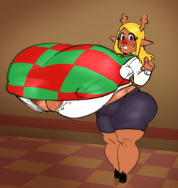 anthro antlers belly big_breasts big_nipples black_bottomwear black_clothing black_hooves black_shorts blonde_hair bodily_fluids bottomwear breast_expansion breasts brown_antlers brown_ears clothing embarrassed expansion female green_clothing green_topwear green_vest hair hooves horn huge_breasts hyper hyper_breasts inside looking_at_viewer nipple_outline nipples pattern_clothing pattern_topwear pattern_vest red_clothing red_nose red_topwear red_vest shirt shorts slightly_chubby slightly_chubby_anthro slightly_chubby_female solo sweat sweatdrop teeth thick_thighs three-quarter_view tight_clothing topwear vest white_clothing white_shirt white_topwear wobblinggut deltarune undertale_(series) noelle_holiday deer mammal new_world_deer reindeer 2026 colored colored_sketch digital_media_(artwork) shaded sketch