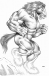 abs anthro biceps biped clothed clothing fur grass hooves male muscular muscular_anthro muscular_male nipples nude pecs plant pose rock running solo standing tail topless jay_shell brave_(disney) disney pixar angus_(disney) clydesdale draft_horse equid equine horse mammal monochrome