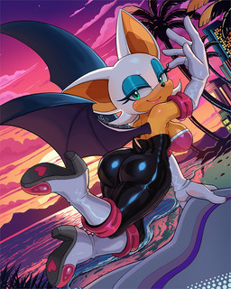 anthro big_breasts big_butt bodysuit boots breasts butt clothing female footwear glistening glistening_clothing gloves handwear high_heeled_boots high_heels huge_butt shoes skinsuit solo thick_thighs tight_clothing wings shiro_sonic sega sonic_the_hedgehog_(series) rouge_the_bat bat mammal 4:5 hi_res