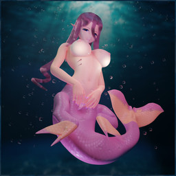 breasts bubble female fin fish_tail genitals glistening glistening_body glistening_skin looking_at_viewer monster_girl_(genre) nipples non-mammal_nipples scales solo split_form underwater vulva water tailsltx samzan_(modeler) monster_musume meroune_lorelei_(monster_musume) aquatic humanoid merfolk 1:1 2022 3d_(artwork) absurd_res digital_media_(artwork) hi_res