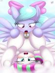 bodily_fluids clitoral_winking clitoris cunnilingus duo female female/female feral genital_fluids genitals nude oral pussy sex tongue tongue_out vaginal an-tonio friendship_is_magic hasbro my_little_pony blossomforth_(mlp) flitter_(mlp) equid equine horse mammal pony 2019 absurd_res hi_res