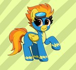 clothing eyelashes eyewear eyewear_on_head female feral goggles goggles_on_head hair hooves inner_ear_fluff looking_aside orange_eyes orange_hair orange_tail raised_hoof smile solo tail tuft uniform wings wonderbolts_uniform yellow_body kittyrosie friendship_is_magic hasbro my_little_pony mythology spitfire_(mlp) wonderbolts_(mlp) equid equine mammal mythological_creature mythological_equine pegasus 2020 absurd_res digital_media_(artwork) full-length_portrait hi_res portrait