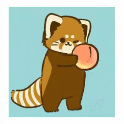 ambiguous_gender biped brown_body brown_fur chibi dot_eyes feral food fruit fur peach_(fruit) plant simple_background simple_eyes solo shi_nominmin ailurid mammal red_panda 1:1 2020 animated low_res no_sound short_playtime video