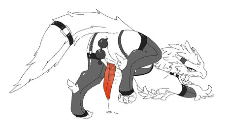 accessory anal anal_beads anal_beads_in_ass anal_penetration animal_genitalia anus arm_warmers armwear bodily_fluids claws clothing collar cum cum_drip dripping feral footwear garter garter_belt garter_belt_legwear garter_straps genital_fluids genital_slit genitals horn legwear looking_at_viewer looking_back looking_back_at_viewer male object_in_ass penetration penis precum presenting sex_toy sex_toy_in_ass sex_toy_insertion simple_background solo steamy_penis stirrup_legwear stirrup_stockings stockings tail gagaga_ram capcom monster_hunter bird_wyvern seikret
