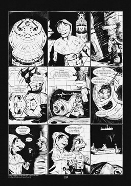9_panel_comic anthro armor bandage black_eyes black_hair black_text clothed clothing coffin crowbar dialogue duo ellipsis exclamation_point eyebrows gem hair headgear helmet holding_crowbar hood male motion_lines mouth_closed question_mark sharp_teeth speech_bubble tail talking_to_another teeth text tools whiskers white_sclera leprzil canid canine cobra mammal murid murine rat reptile rodent scalie snake 2025 black_and_white comic english_text hi_res monochrome